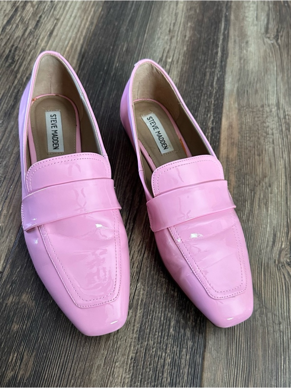 Steve Madden bubblegum pink patent leather slip on loafers women’s 9 m flats